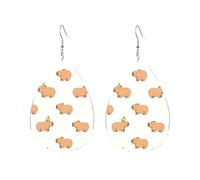 Orecchini Da Donna Pelle Sintetica Beige Capybara & Apples Leggeri E Lussuosi Teardrop Leather Dangle Earrings Jewelry Per Le Donne Ragazze 2 Paia