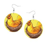 Orecchini Da Donna Pelle Sintetica Bird'S Nest Golden Chicken Print Accessories Orecchino Per Per Le Donne Ragazze Adatti Per L'Uso Quotidiano