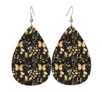 Orecchini Da Donna Pelle Sintetica Black And Gold Butterfly Print Design Di Fascia Alta Gioielli Per Every Outfit Adatti Per L'Uso Quotidiano