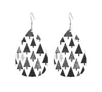 Orecchini Da Donna Pelle Sintetica Black And White Christmas Trees Jewelry Teardrop Leather Dangle Earrings Lacrima Per Adatti Per L'Uso Quotidiano Le Donne Ragazze