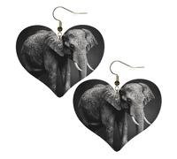 Orecchini Da Donna Pelle Sintetica Black And White Elephant Image Leggeri E Lussuosi Gioielli Jewelry Per Feste E Appuntamenti Adatti Per L'Uso Quotidiano