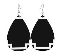 Orecchini Da Donna Pelle Sintetica Black And White Greek Key Square Gioielli Leggeri E Lussuosi Per Decorazione Per Abbigliamento For Women Girls