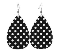 Orecchini Da Donna Pelle Sintetica Black And White Polka Dots Print Leggeri E Lussuosi Orecchini In Pelle A Forma Di Lacrima Accessories Per Every Outfit Decorazione Per Abbigliamento