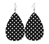 Orecchini Da Donna Pelle Sintetica Black And White Polka Dots Printed Leggeri E Lussuosi Gioielli Per Decorazione Per Abbigliamento Per Le Donne Ragazze