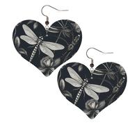 Orecchini Da Donna Pelle Sintetica Black Flowers And Dragonfly Accessories Gioielli Leggeri E Lussuosi Per Decorazione Per Abbigliamento Per Le Donne Ragazze