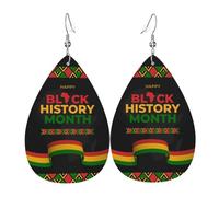 Orecchini Da Donna Pelle Sintetica Black History Month 2026 Teardrop Leather Dangle Earrings Accessories Per Decorazione Per Abbigliamento Per Feste E Appuntamenti
