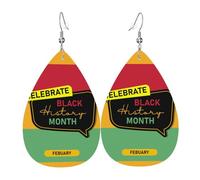 Orecchini Da Donna Pelle Sintetica Black History Month Teardrop Leather Dangle Earrings Leggeri E Lussuosi Per Adatti Per L'Uso Quotidiano Per Le Donne Ragazze
