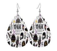 Orecchini Da Donna Pelle Sintetica Black Victorian Gothic Skull Damask Accessories Teardrop Leather Dangle Earrings Lacrima Per Adatti Per L'Uso Quotidiano Decorazione Per Abbigliamento
