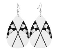 Orecchini Da Donna Pelle Sintetica Black White Formula Checkered Flags Design Di Fascia Alta Orecchino Leggeri E Lussuosi Per Every Outfit Per Feste E Appuntamenti