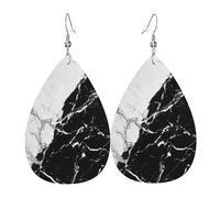 Orecchini Da Donna Pelle Sintetica Black White Marble Print Lacrima Teardrop Leather Dangle Earrings Design Di Fascia Alta Per Every Outfit Feste E Appuntamenti