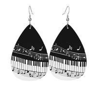 Orecchini Da Donna Pelle Sintetica Black White Music Note Jewelry Orecchino Lacrima Per Every Outfit Adatti Per L'Uso Quotidiano