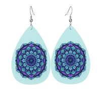 Orecchini Da Donna Pelle Sintetica Boho Blue And Purple Mandala Leggeri E Lussuosi Teardrop Leather Dangle Earrings Jewelry Per Every Outfit Feste E Appuntamenti