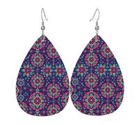 Orecchini Da Donna Pelle Sintetica Boho Purple Mandala Leggeri E Lussuosi Orecchino Accessories Per Adatti Per L'Uso Quotidiano Every Outfit