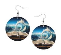 Orecchini Da Donna Pelle Sintetica Book Wave Printed Print Leggeri E Lussuosi Gioielli Per Per Le Donne Ragazze For Women Girls