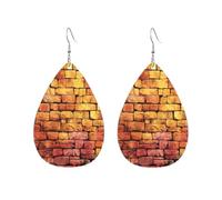 Orecchini Da Donna Pelle Sintetica Brick Wall Stone Texture Orecchini | Women Orecchini in pelle a forma di lacrima Fashion orecchini da donna pelle sintetica per Feste appuntamenti