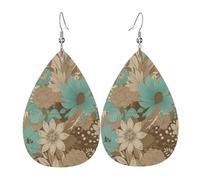 Orecchini Da Donna Pelle Sintetica Brown Cream Grey Teal Florals Lacrima Orecchini In Pelle A Forma Di Lacrima Design Di Fascia Alta Per For Women Girls Adatti Per L'Uso Quotidiano