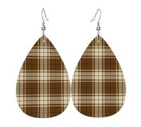 Orecchini Da Donna Pelle Sintetica Brown White And Black Plaid Jewelry Orecchino Accessories Per Decorazione Per Abbigliamento Feste E Appuntamenti