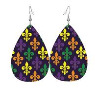 Orecchini Da Donna Pelle Sintetica Carnaval Pattern Design Di Fascia Alta Teardrop Leather Dangle Earrings Jewelry Per Every Outfit Adatti Per L'Uso Quotidiano