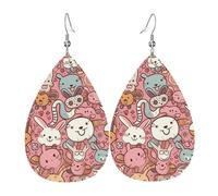Orecchini Da Donna Pelle Sintetica Cartoon Animals Design Di Fascia Alta Teardrop Leather Dangle Earrings Jewelry Per Adatti Per L'Uso Quotidiano Per Feste E Appuntamenti