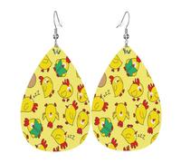 Orecchini Da Donna Pelle Sintetica Cartoon Cute Little Yellow Chicken Accessories Orecchini In Pelle A Forma Di Lacrima Jewelry Per Le Donne Ragazze Adatti Per L'Uso Quotidiano
