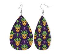 Orecchini Da Donna Pelle Sintetica Cartoon Masquerade Print Lacrima Orecchini In Pelle A Forma Di Lacrima Leggeri E Lussuosi Per Adatti Per L'Uso Quotidiano 2 Paia