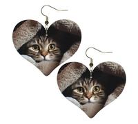 Orecchini Da Donna Pelle Sintetica Cat Under Blanket Heart Design Di Fascia Alta Teardrop Leather Dangle Earrings Accessories Per Every Outfit For Women Girls