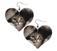Orecchini Da Donna Pelle Sintetica Cat Under Blanket Heart Lacrima Gioielli Jewelry Per For Women Girls Every Outfit