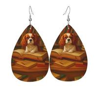 Orecchini Da Donna Pelle Sintetica Cavalier King Charles Spaniel Dog Reading Jewelry Orecchino Accessories Per Adatti Per L'Uso Quotidiano For Women Girls