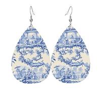 Orecchini Da Donna Pelle Sintetica Chinoiseries Ancient Rural Courtly Manor Pattern Gioielli Design Di Fascia Alta Per Decorazione Per Abbigliamento Every Outfit