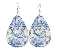 Orecchini Da Donna Pelle Sintetica Chinoiseries Ancient Rural Courtly Manor Pattern Orecchino Accessories Per For Women Girls Adatti Per L'Uso Quotidiano