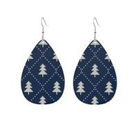 Orecchini Da Donna Pelle Sintetica Christmas Blue White Geometric Tartan Leggeri E Lussuosi Teardrop Leather Dangle Earrings Design Di Fascia Alta Per Feste E Appuntamenti 2 Paia