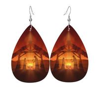 Orecchini Da Donna Pelle Sintetica Christmas Christianty Nativity Scene Jewelry Teardrop Leather Dangle Earrings Accessories Per Adatti Per L'Uso Quotidiano For Women Girls