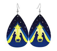 Orecchini Da Donna Pelle Sintetica Christmas Christianty Nativity Scene Pattern Jewelry Orecchino Leggeri E Lussuosi Per Adatti Per L'Uso Quotidiano For Women Girls