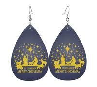 Orecchini Da Donna Pelle Sintetica Christmas Christianty Nativity Scene Pattern Leggeri E Lussuosi Orecchino Lacrima Per Decorazione Per Abbigliamento Every Outfit