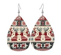 Orecchini Da Donna Pelle Sintetica Christmas Mosaic Red Xmas Lacrima Orecchino Per Per Feste E Appuntamenti Every Outfit