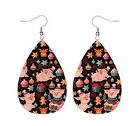 Orecchini Da Donna Pelle Sintetica Christmas Pigs Accessories Orecchino Per Every Outfit Adatti Per L'Uso Quotidiano