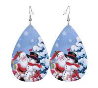 Orecchini Da Donna Pelle Sintetica Christmas Santa Snowman Printed Jewelry Orecchino Per Adatti Per L'Uso Quotidiano Per Feste E Appuntamenti