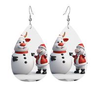 Orecchini Da Donna Pelle Sintetica Christmas Snowman Pattern Design Di Fascia Alta Orecchini In Pelle A Forma Di Lacrima Jewelry Per Every Outfit Per Le Donne Ragazze