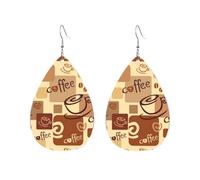 Orecchini Da Donna Pelle Sintetica Coffee Beans And Cups Pattern Lacrima Orecchino Leggeri E Lussuosi Per Decorazione Per Abbigliamento Per Le Donne Ragazze