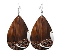 Orecchini Da Donna Pelle Sintetica (Coffee Cup And Coffee Beans) Orecchino Jewelry Per Every Outfit Per Le Donne Ragazze