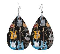 Orecchini Da Donna Pelle Sintetica Color Acoustic And Guitars Leggeri E Lussuosi Teardrop Leather Dangle Earrings Lacrima Per For Women Girls Decorazione Per Abbigliamento