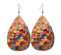 Orecchini Da Donna Pelle Sintetica Color Card Production Pattern Orecchini In Pelle A Forma Di Lacrima Lacrima Per Every Outfit For Women Girls