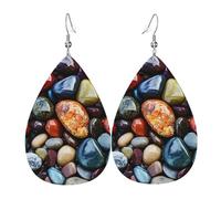 Orecchini Da Donna Pelle Sintetica Color Stones Hippy Lacrima Teardrop Leather Dangle Earrings Jewelry Per Every Outfit Decorazione Per Abbigliamento