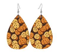 Orecchini Da Donna Pelle Sintetica Cookies Food Chocolate Chip Biscuits Pattern Gioielli Jewelry Per Adatti Per L'Uso Quotidiano Per Le Donne Ragazze