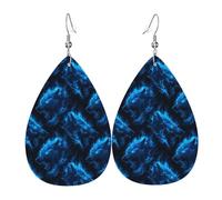 Orecchini Da Donna Pelle Sintetica Cool Blue Light-Ning Wolf Print Lacrima Teardrop Leather Dangle Earrings Per Adatti Per L'Uso Quotidiano Per Feste E Appuntamenti