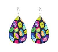 Orecchini Da Donna Pelle Sintetica Cool Colorful Tropical Pineapple Lacrima Teardrop Leather Dangle Earrings Leggeri E Lussuosi Per Every Outfit 2 Paia