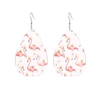 Orecchini Da Donna Pelle Sintetica Crowned Flamingo Lacrima Teardrop Leather Dangle Earrings Accessories Per Decorazione Per Abbigliamento 2 Paia