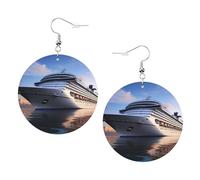 Orecchini Da Donna Pelle Sintetica Cruise Ships Print Leggeri E Lussuosi Orecchini In Pelle A Forma Di Lacrima Per Decorazione Per Abbigliamento Per Feste E Appuntamenti