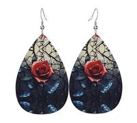 Orecchini Da Donna Pelle Sintetica Crystal Red Roses Pattern Gioielli Jewelry Per Adatti Per L'Uso Quotidiano For Women Girls