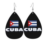 Orecchini Da Donna Pelle Sintetica Cuban Flag Teardrop Leather Dangle Earrings Design Di Fascia Alta Per Per Feste E Appuntamenti Adatti Per L'Uso Quotidiano